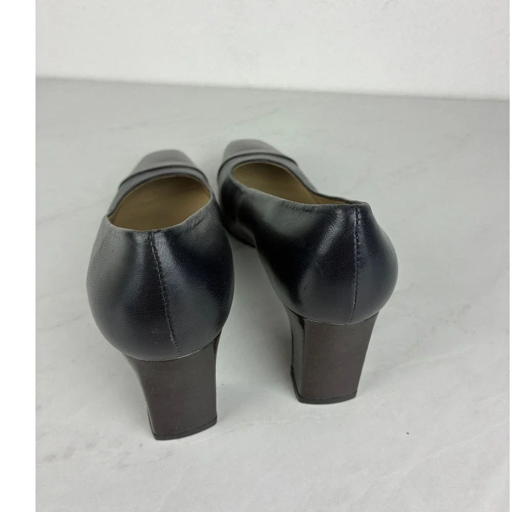Etienne Aigner Navy Pumps - 8N- Leather Cap Toe Block Heel Strada Classic Office